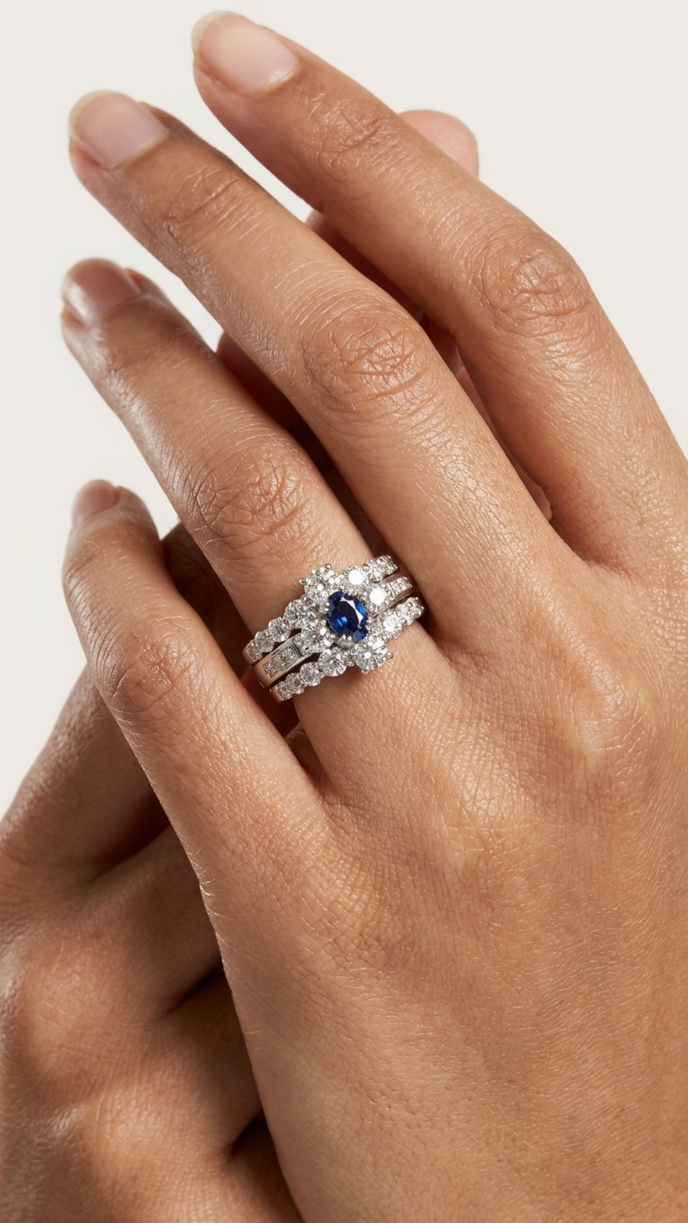 stark jewelers bespoke engagement vintage diamonds ring collection on a model