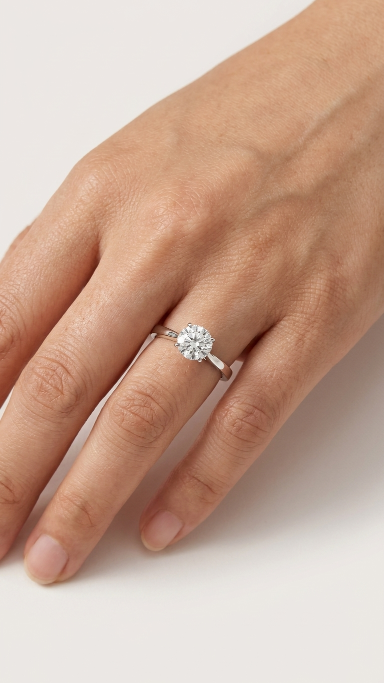 stark jewelers bespoke engagement solitaire ring collection on a model