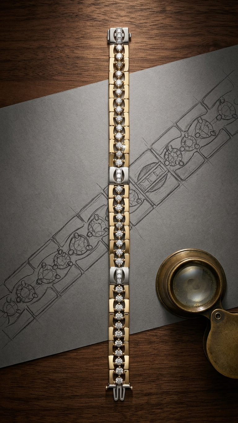 The final look is distinctly fresh and edgy, transforming a traditional tennis-style bracelet into a modern statement piece. All restoration work was done in our studio at Stark Jewelers in Sacramento.
