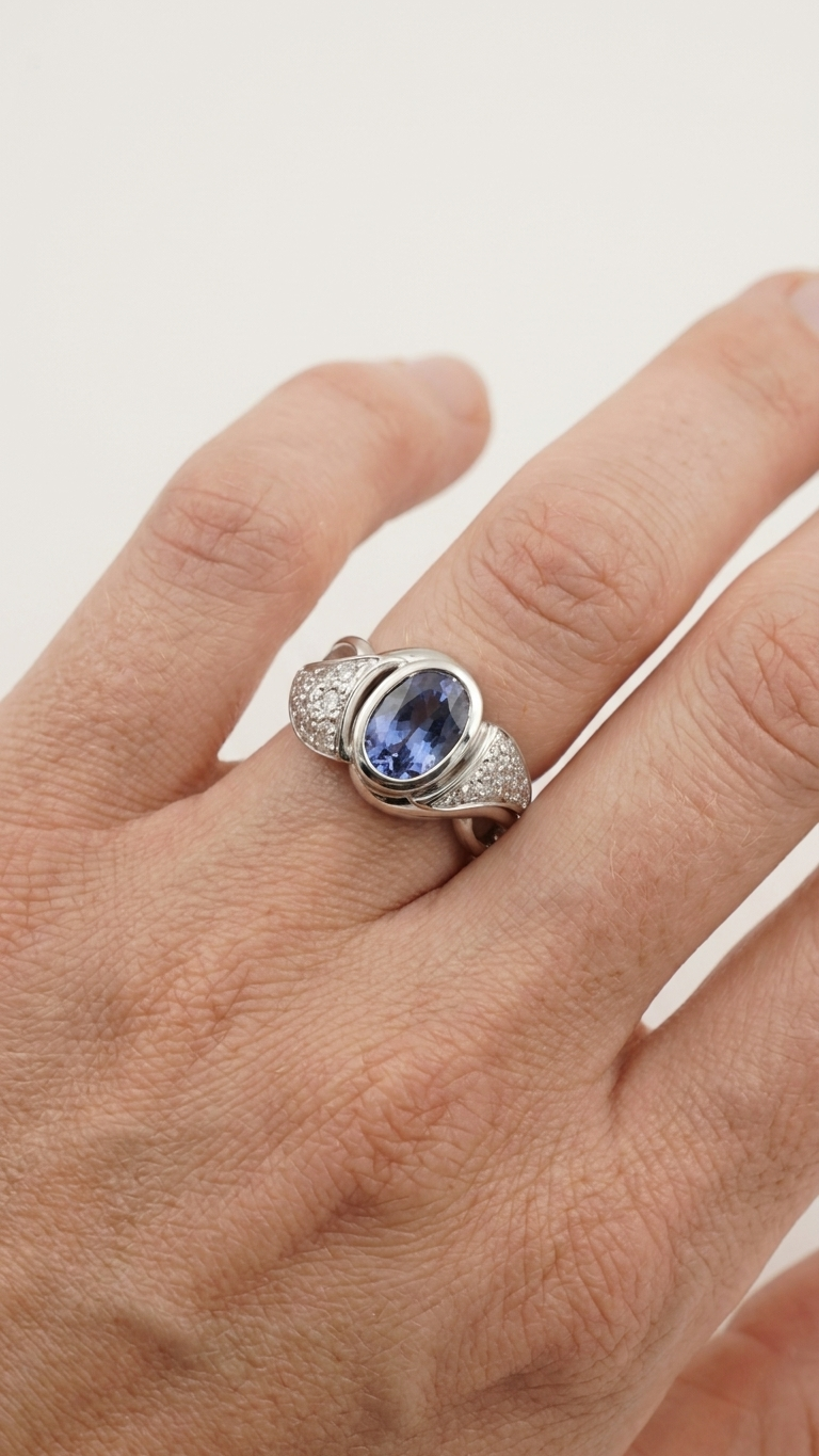 stark jewelers bespoke engagement architectural styling diamonds ring collection on a model