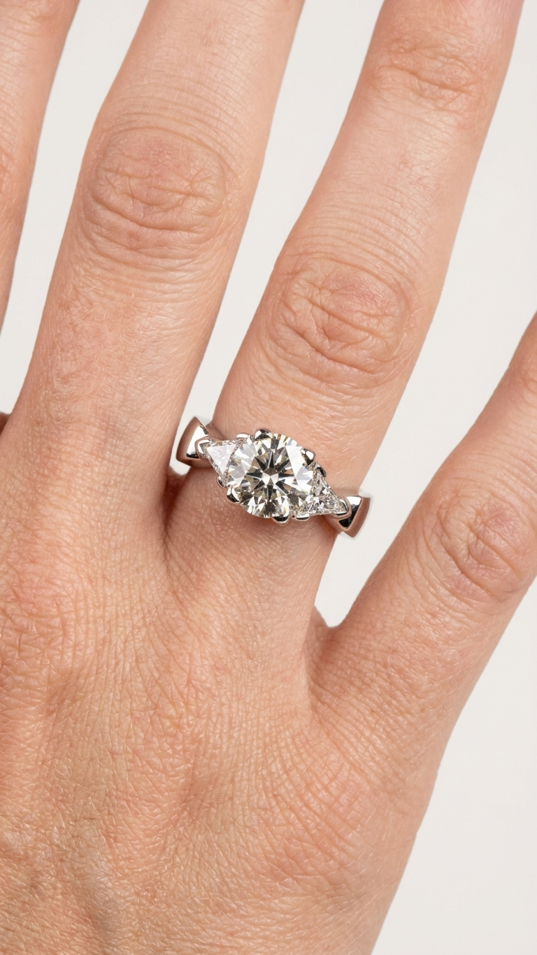 stark jewelers bespoke engagement cluster diamonds ring collection on a model