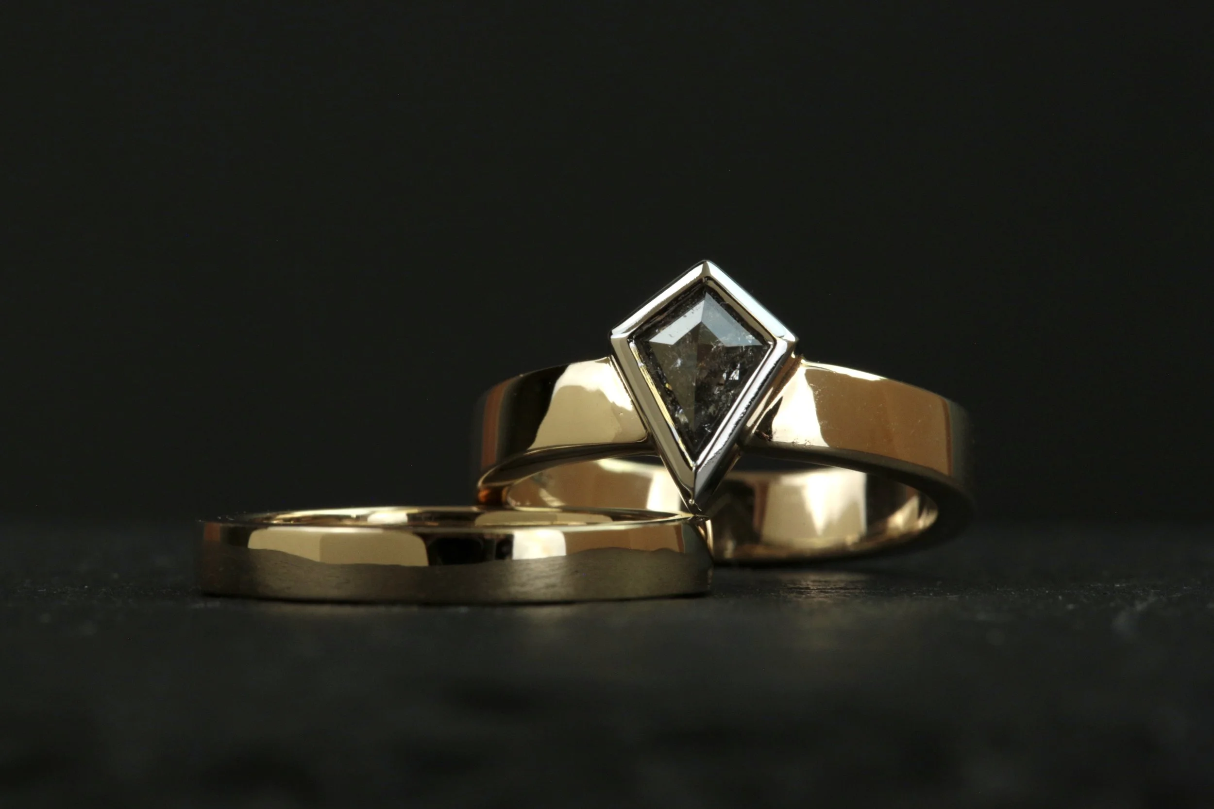 Art deco style special custom handmade gold ring by Stark Jewelers