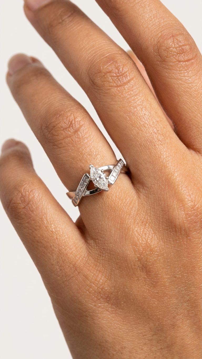 stark jewelers bespoke engagement cluster diamonds ring collection on a model