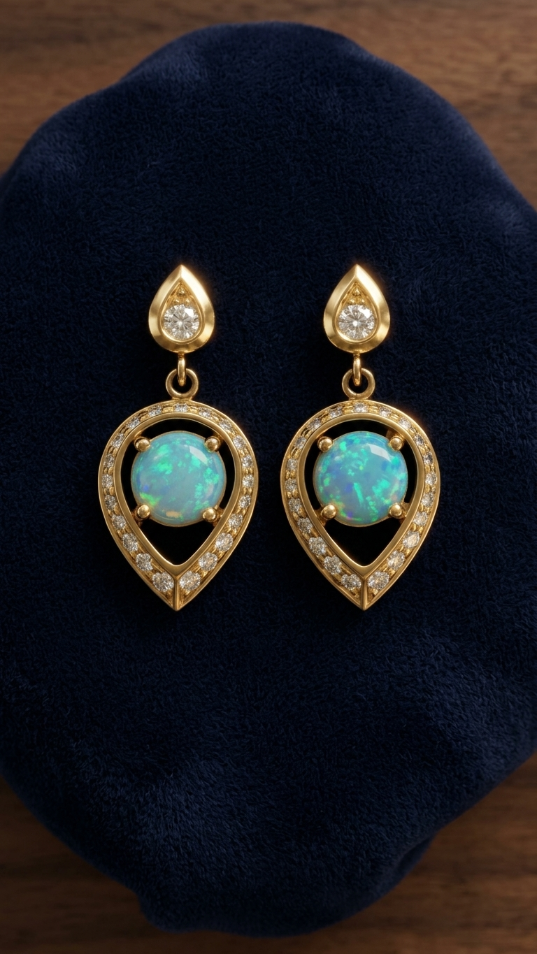 Crafting Client-Designed Vintage 14k Gold Opal & Diamond Earrings at Stark Jewelers in Sacramento