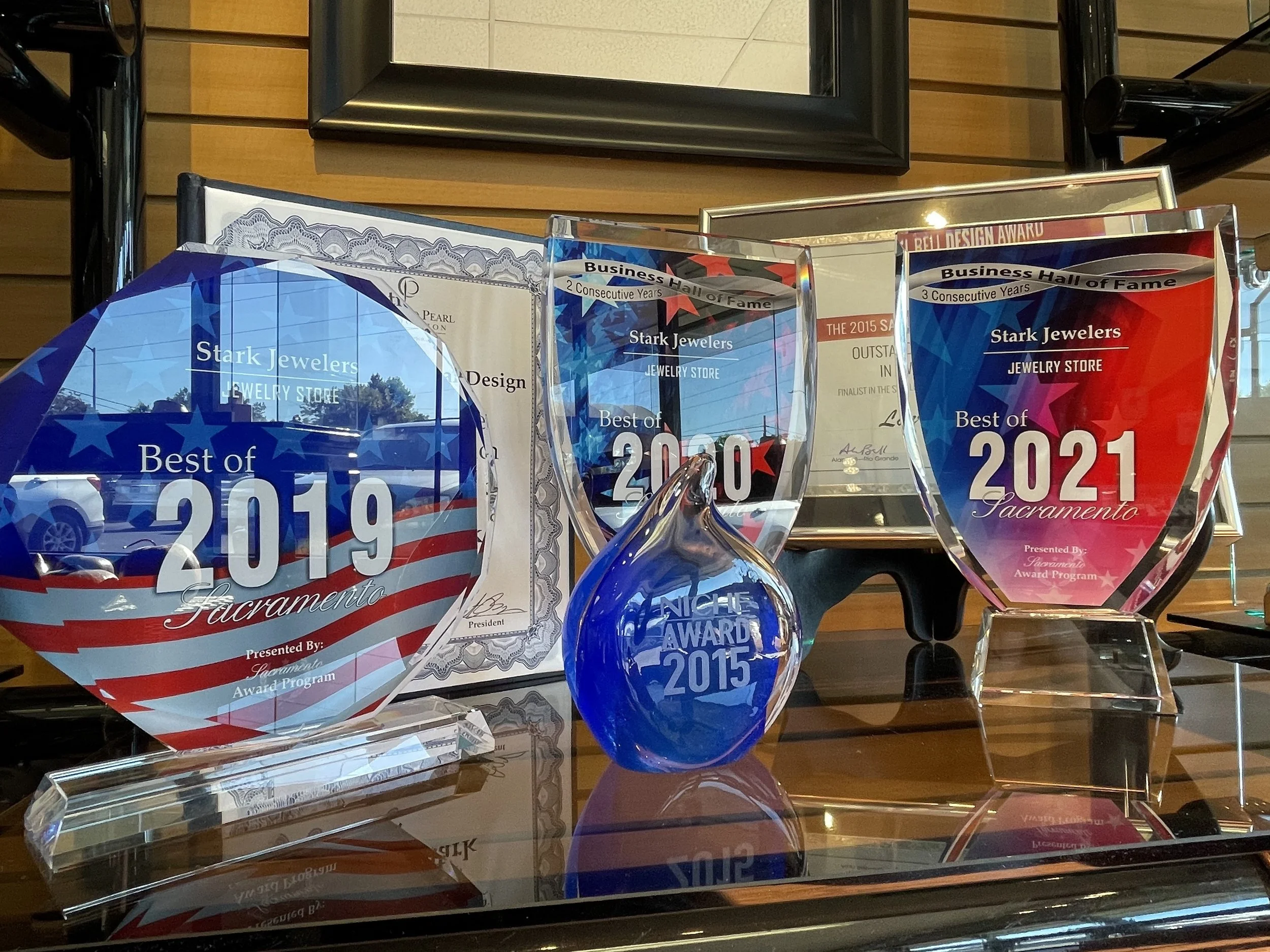 Awards won by Stark Jewelers in Sacramento by master goldsmith Larry Stark with over 50 years of experiences