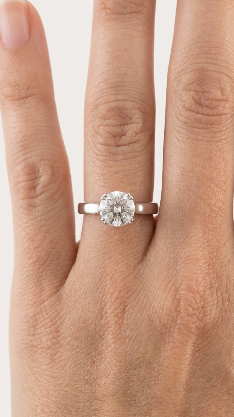 stark jewelers bespoke engagement solitaire ring collection on a model