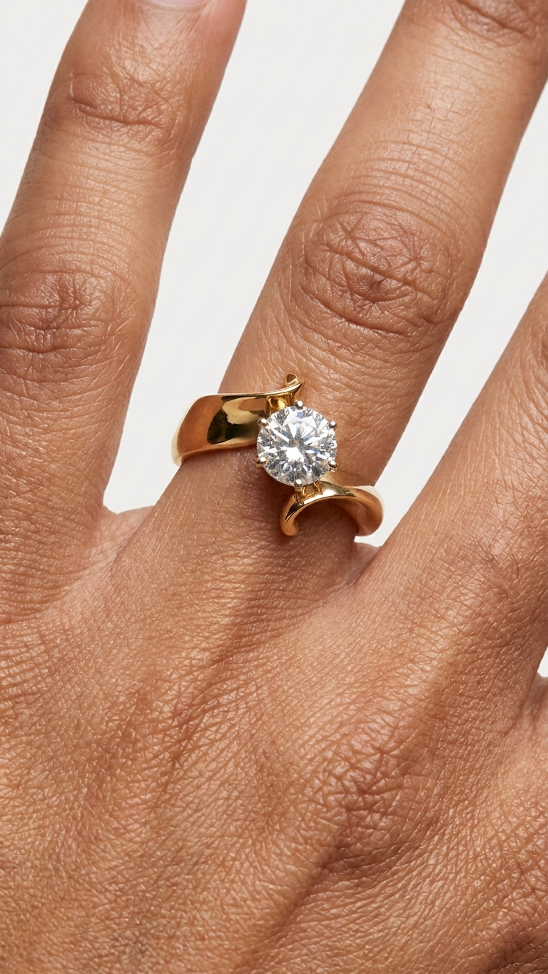 stark jewelers bespoke engagement solitaire diamonds ring collection  on a model