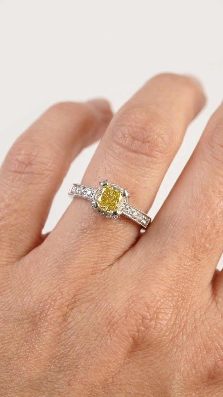 stark jewelers bespoke engagement solitaire ring collection on a model