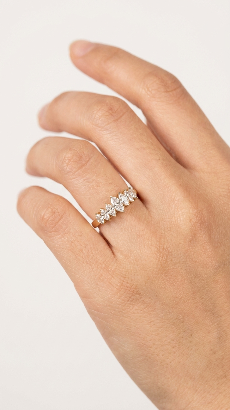 stark jewelers bespoke engagement vintage diamonds ring collection on a model 