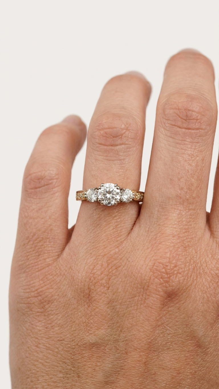 stark jewelers bespoke engagement cluster diamonds ring collection on a model