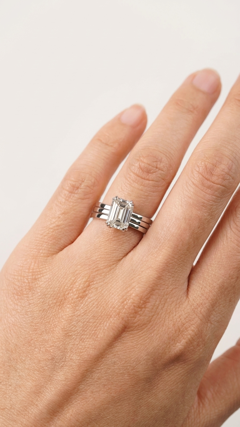 stark jewelers bespoke engagement solitaire ring collection on a model