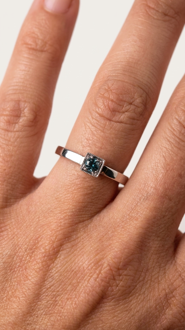 stark jewelers bespoke engagement solitaire ring collection on a model