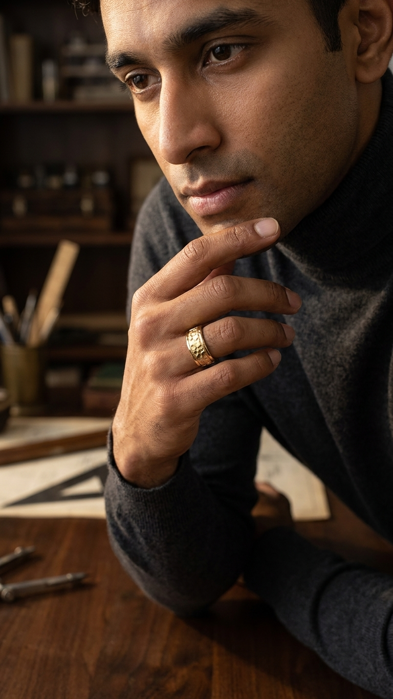 stark jewelers bespoke men's commanding rings collection on a model