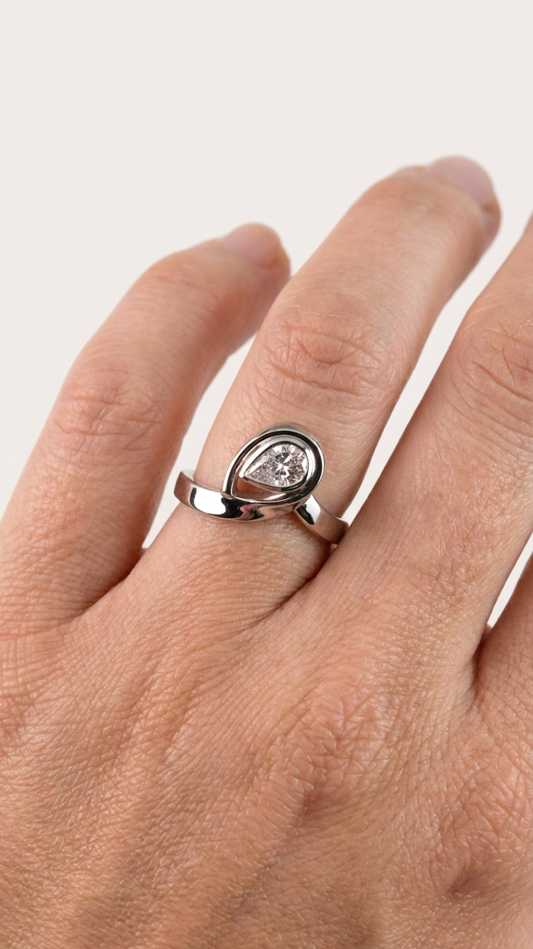 stark jewelers bespoke engagement architectural styling diamonds ring collection on a model