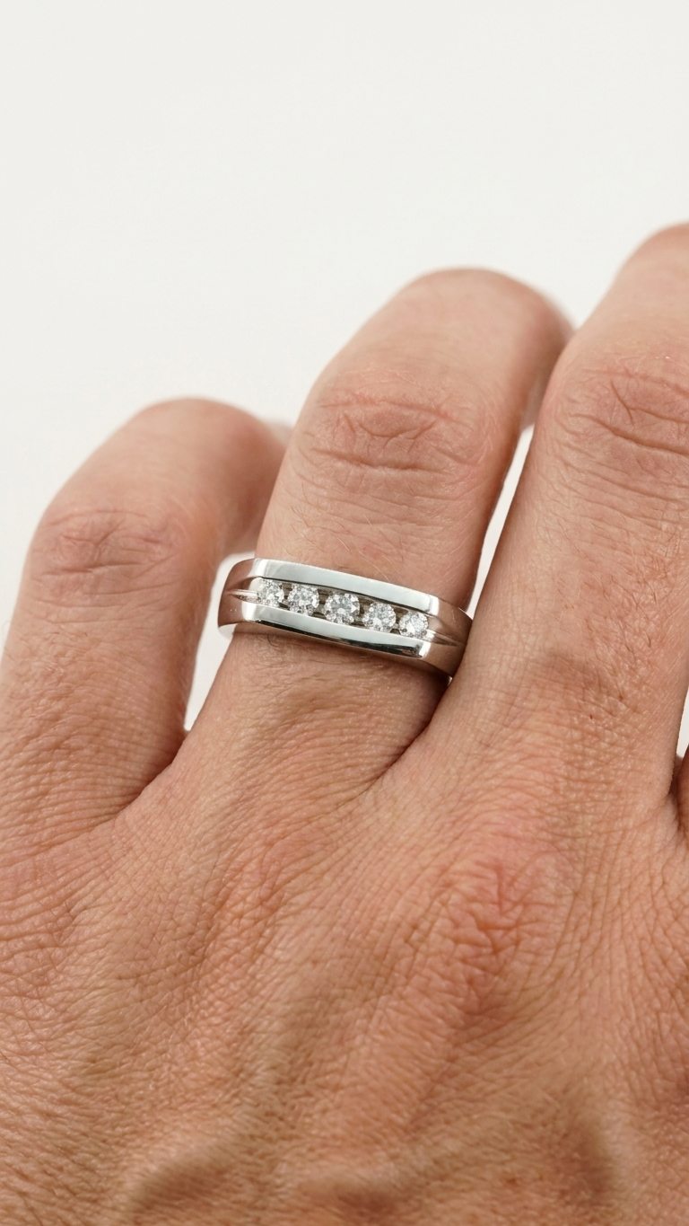 stark jewelers bespoke men's style band collection on a model