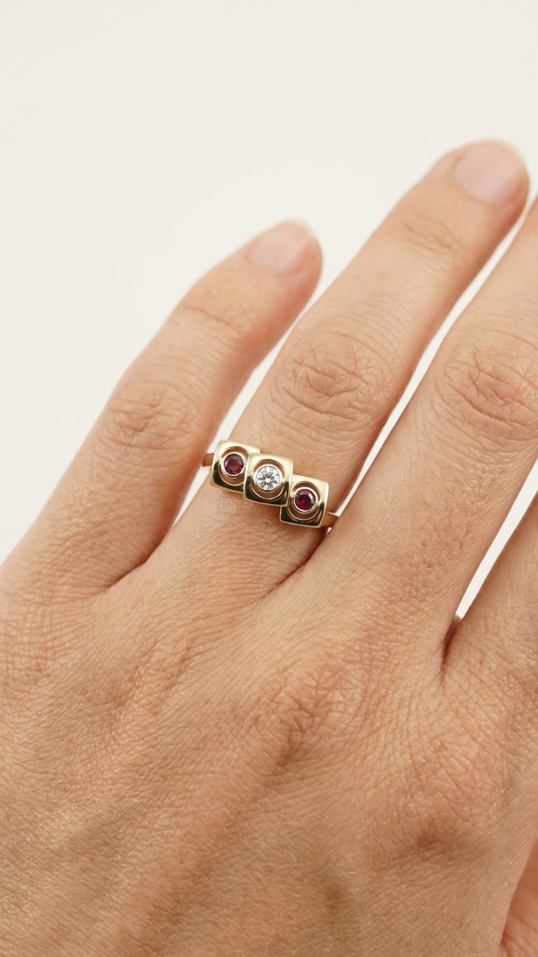 stark jewelers bespoke engagement architectural diamonds ring collection on a model