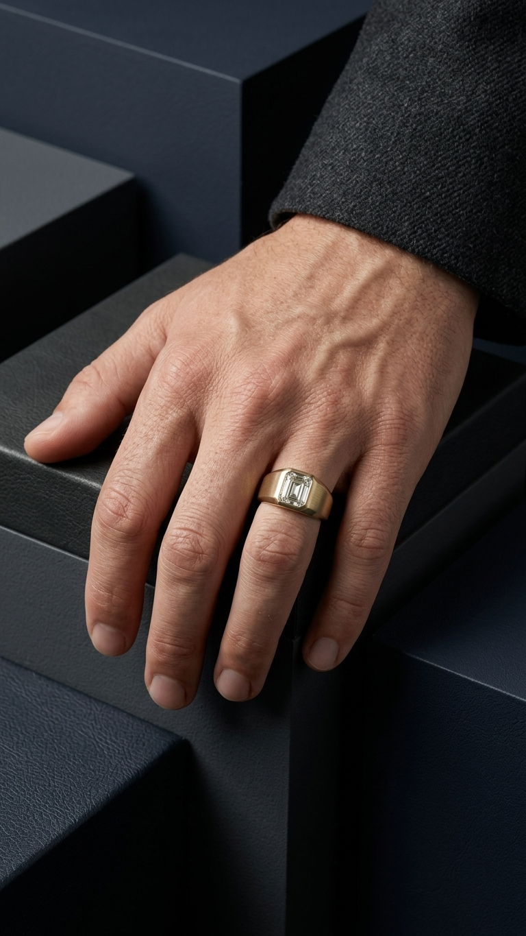 stark jewelers bespoke men's commanding rings collection on a model