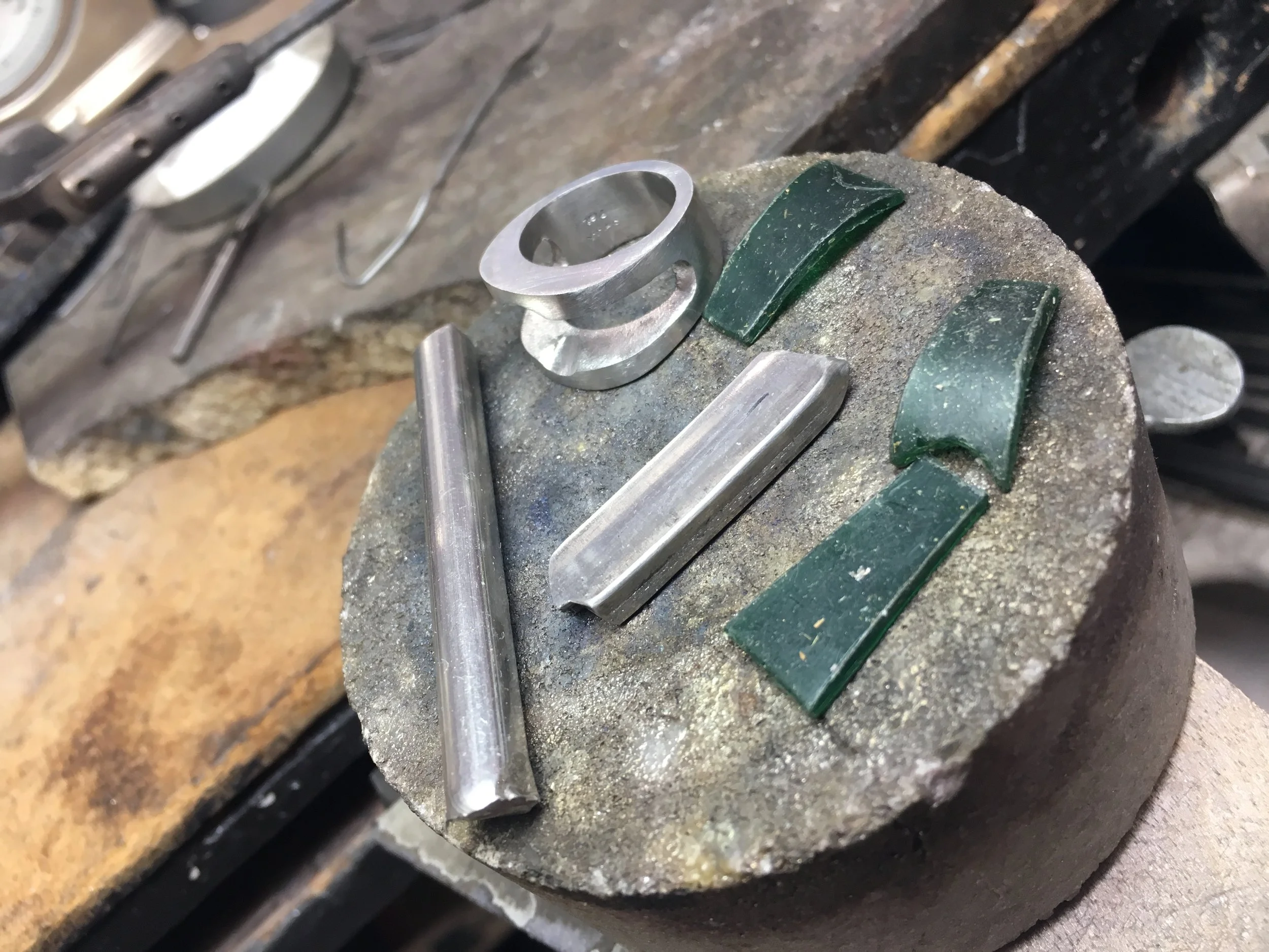 a Bespoke 4-Carat Center Diamond Platinum Architectural Ring st Stark Jewelers in Sacramento