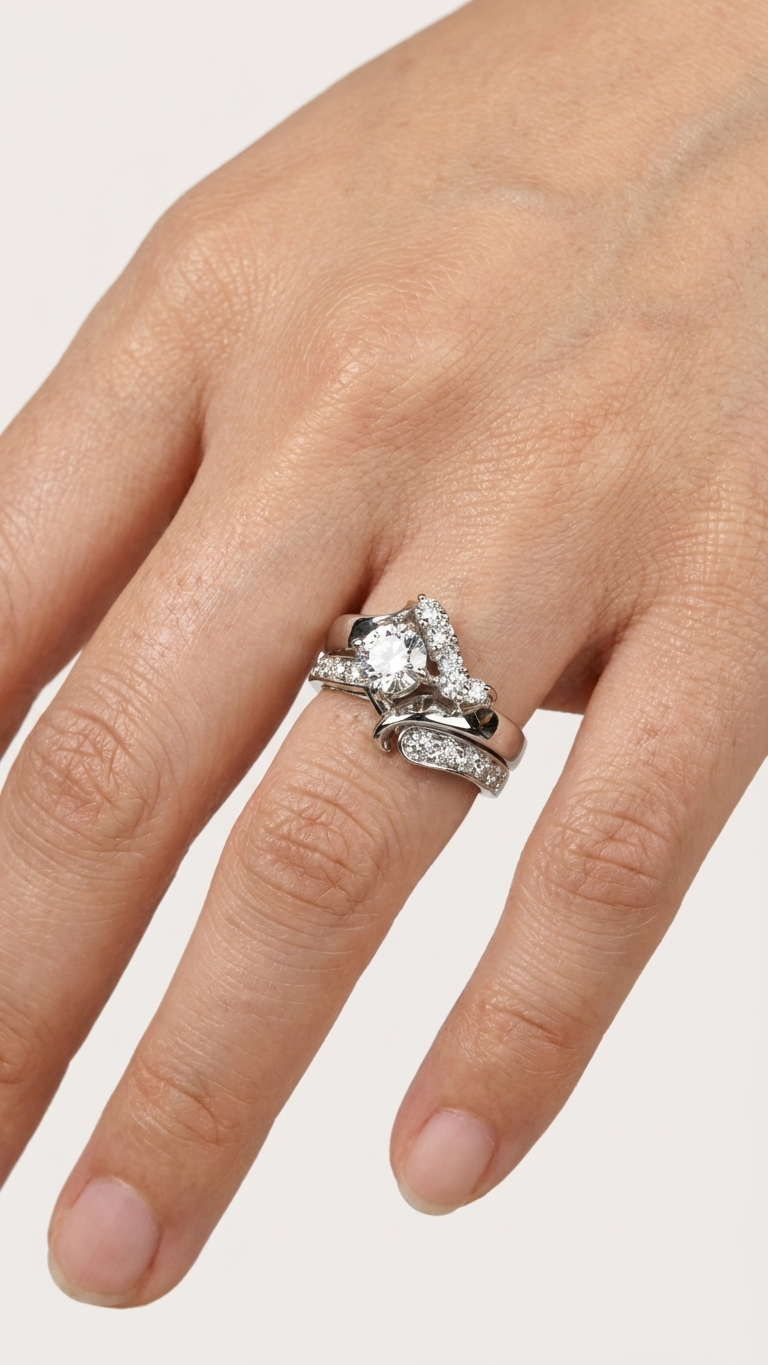stark jewelers bespoke engagement cluster diamonds ring collection on a model