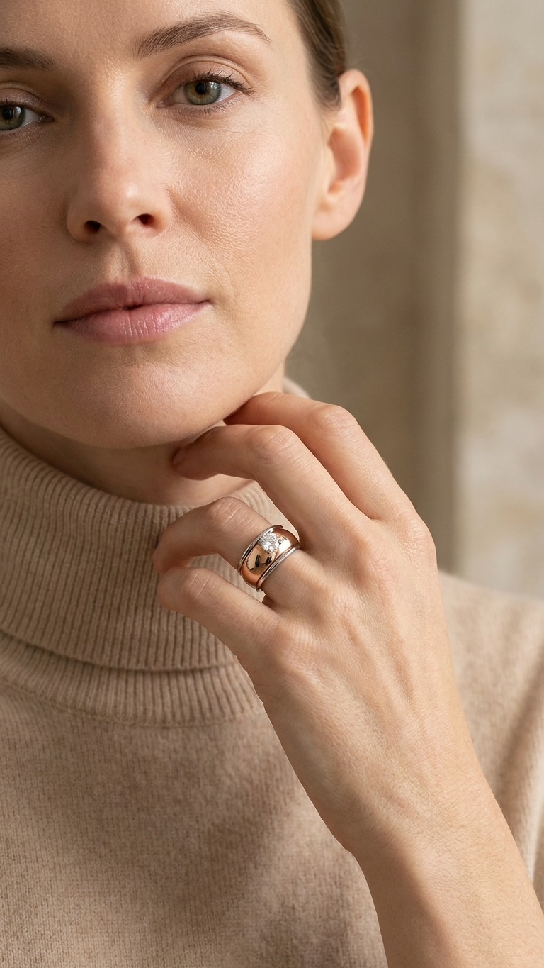 stark jewelers bespoke engagement solitaire ring collection on a model