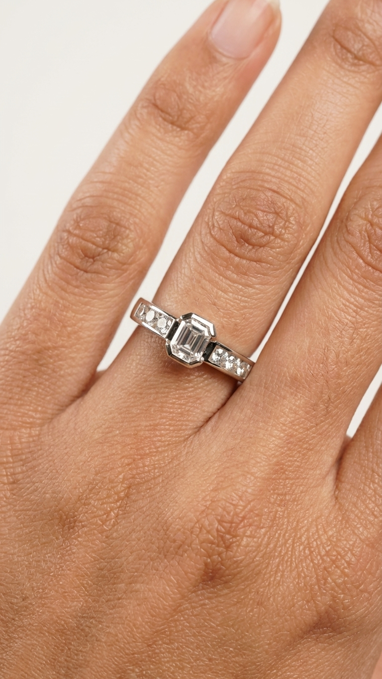 stark jewelers bespoke engagement cluster diamonds ring collection on a model