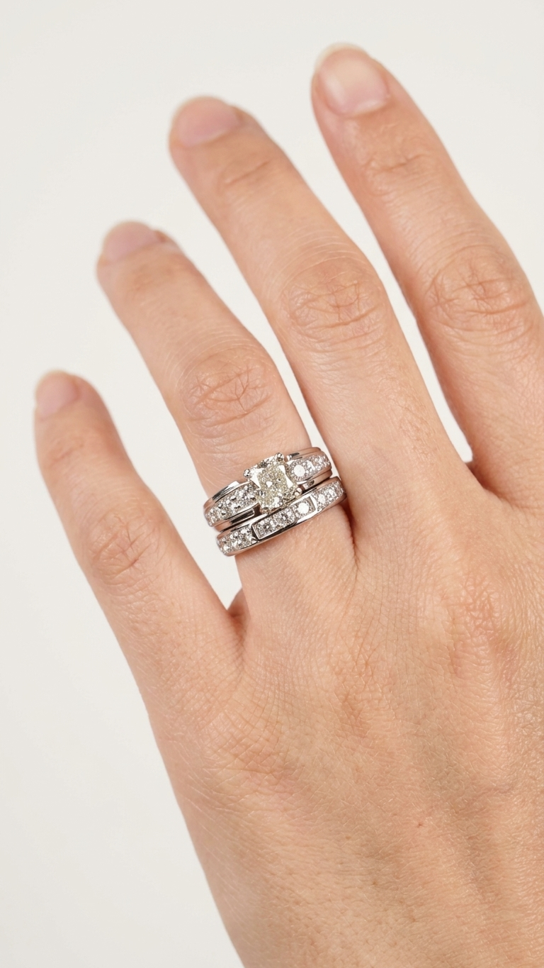 stark jewelers bespoke engagement cluster diamonds ring collection on a model