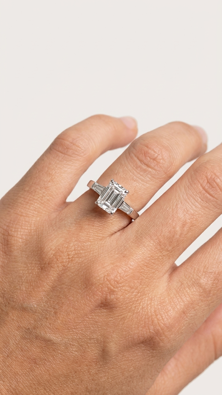 stark jewelers bespoke engagement solitaire ring collection on a model