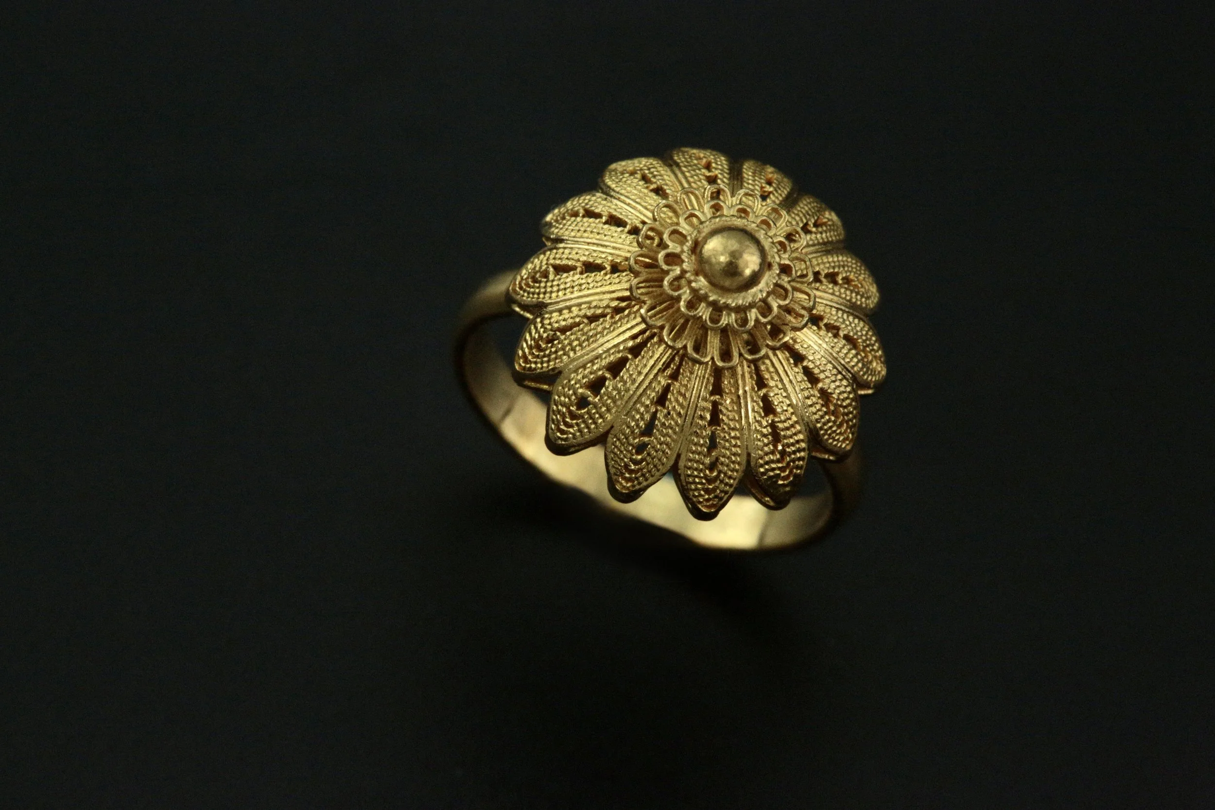24k Yellow Gold Floral Ring