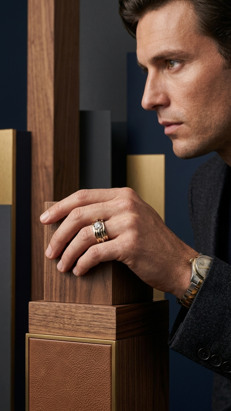 stark jewelers bespoke men's commanding rings collection on a model