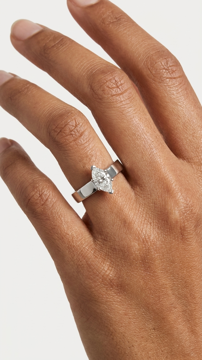 stark jewelers bespoke engagement solitaire ring collection on a model