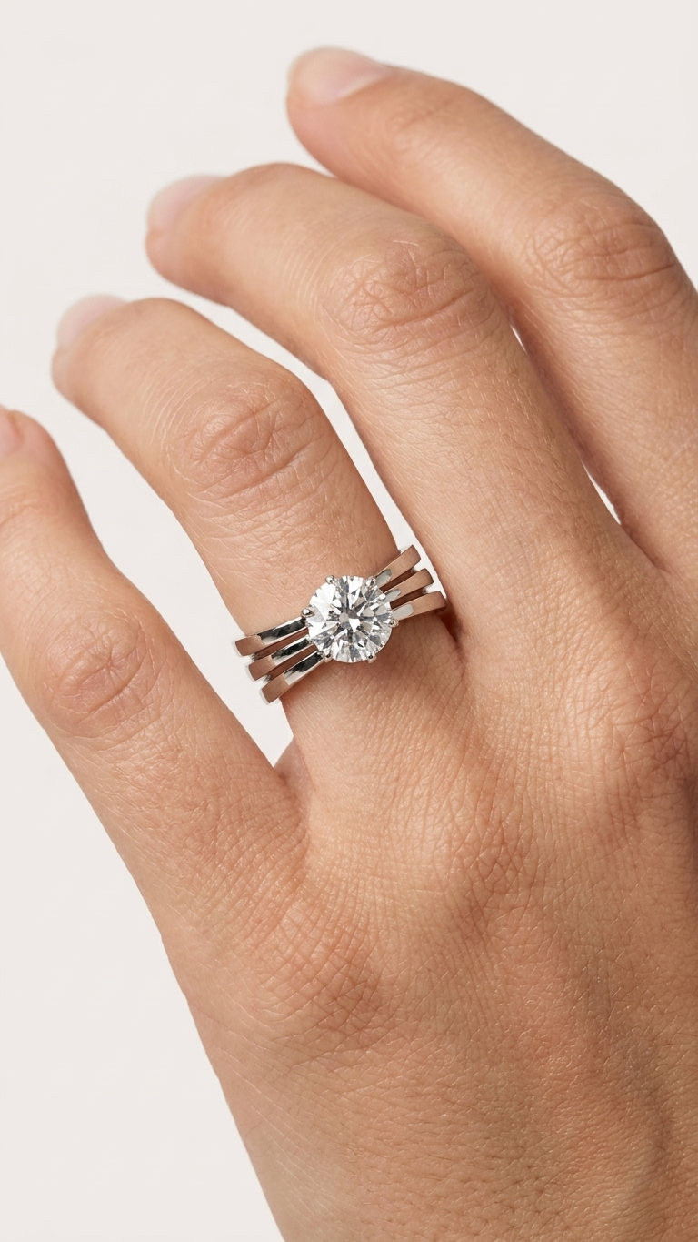stark jewelers bespoke women's wedding band collection on a model