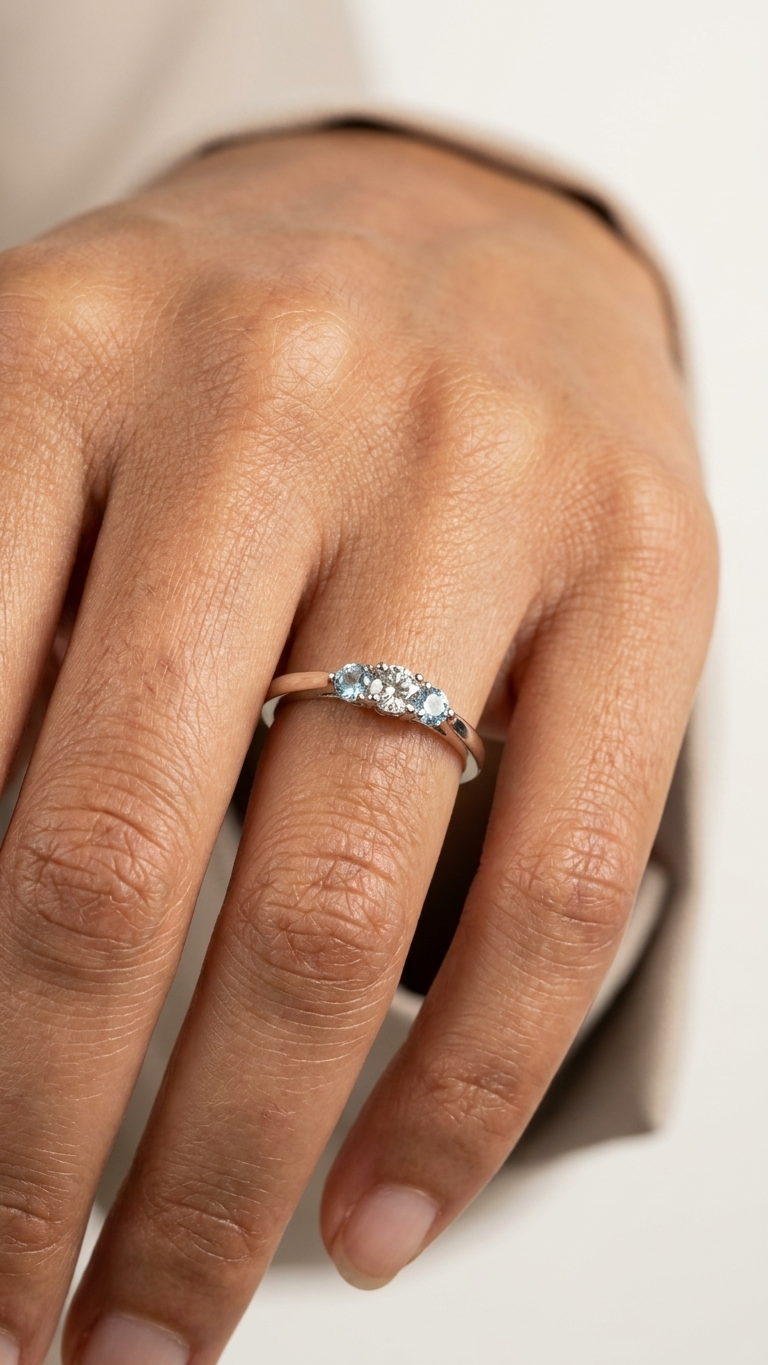 stark jewelers bespoke engagement cluster diamonds ring collection on a model