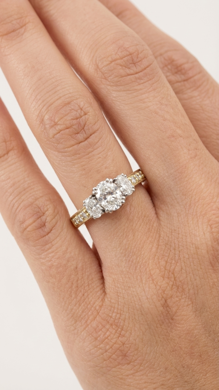 stark jewelers bespoke engagement cluster diamonds ring collection on a model