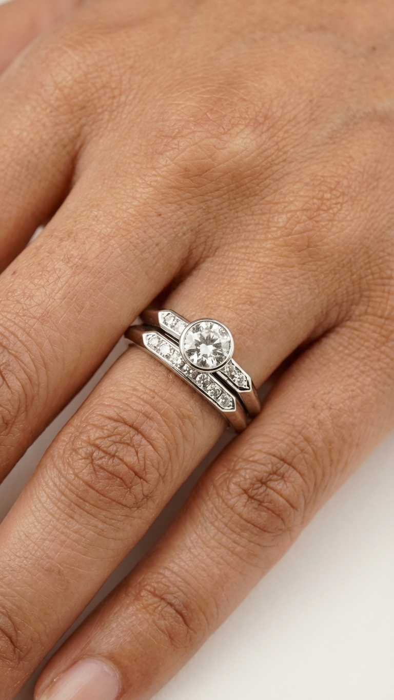 stark jewelers bespoke engagement solitaire ring collection on a model
