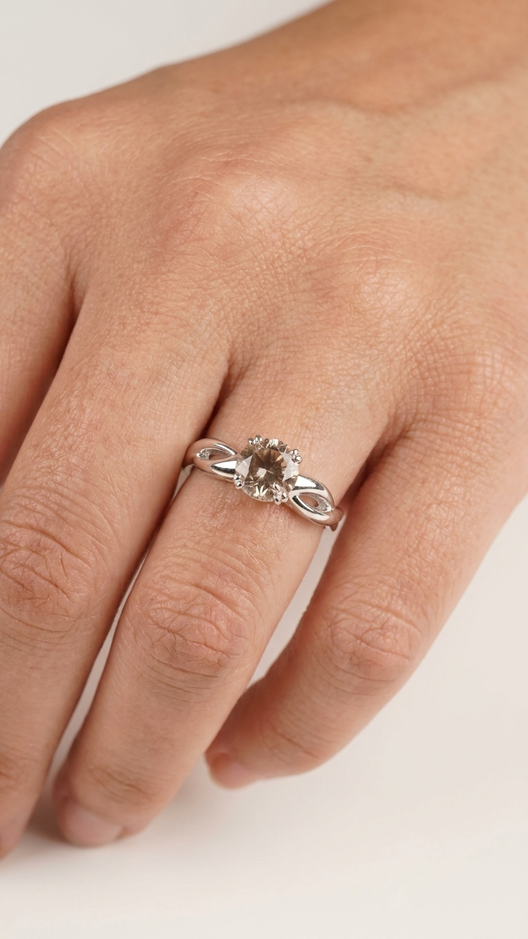 stark jewelers bespoke engagement solitaire ring collection on a model
