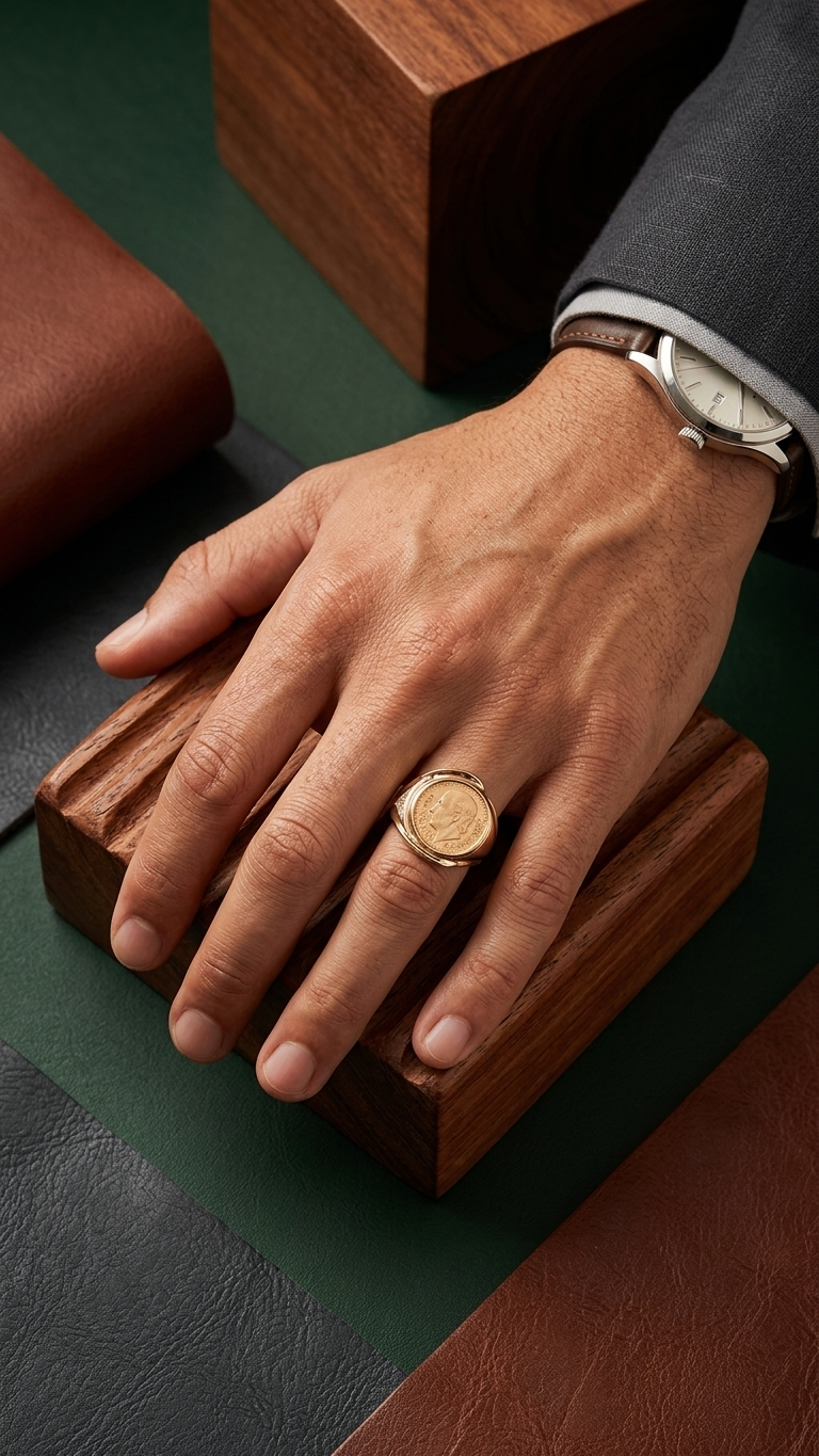 stark jewelers bespoke men's commanding rings collection on a model