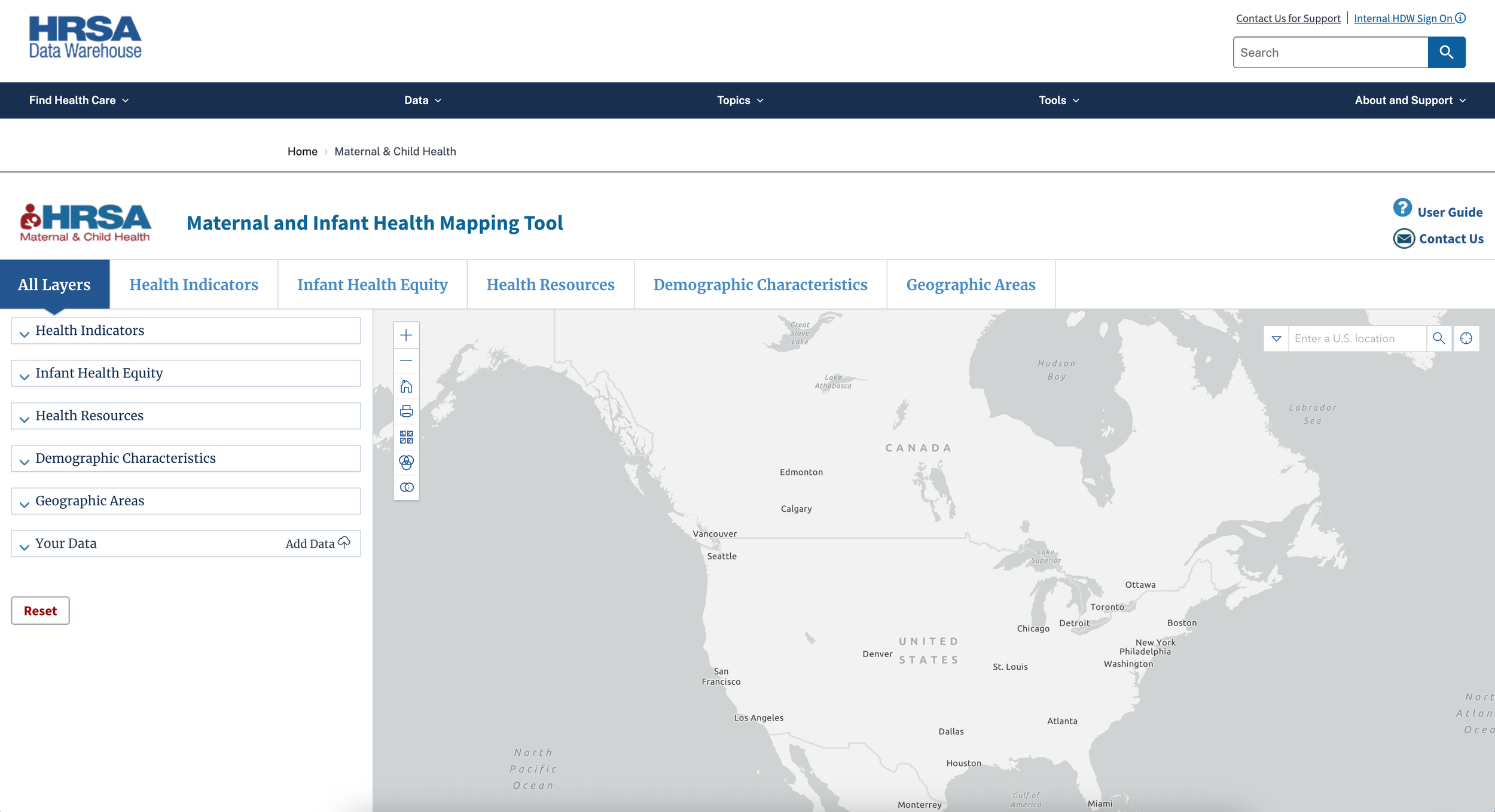HRSA Maternal and Infant Health Mapping Tool