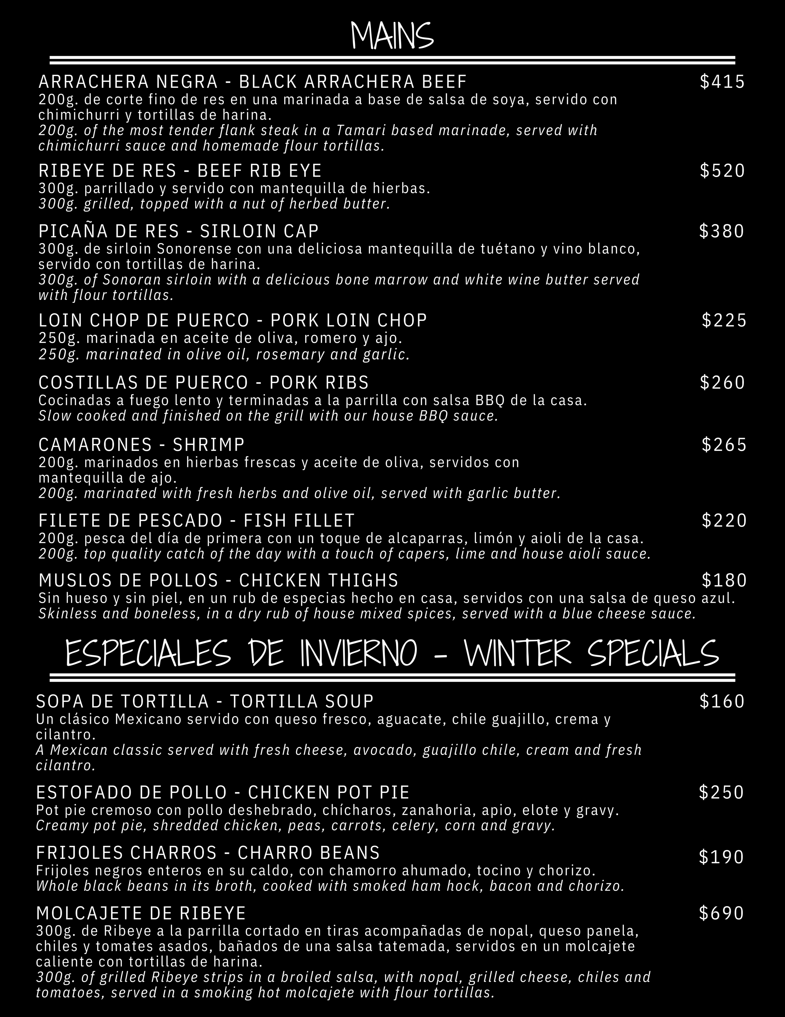 Kitchen Menu — Sunset Bar & Grill