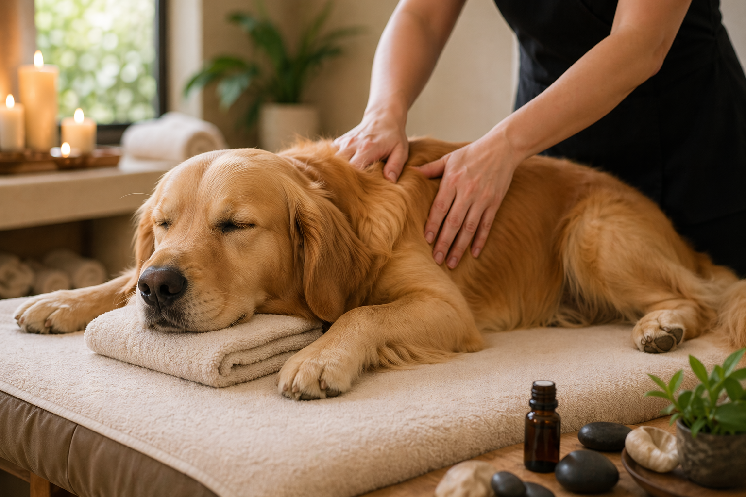 Dog getting a massage