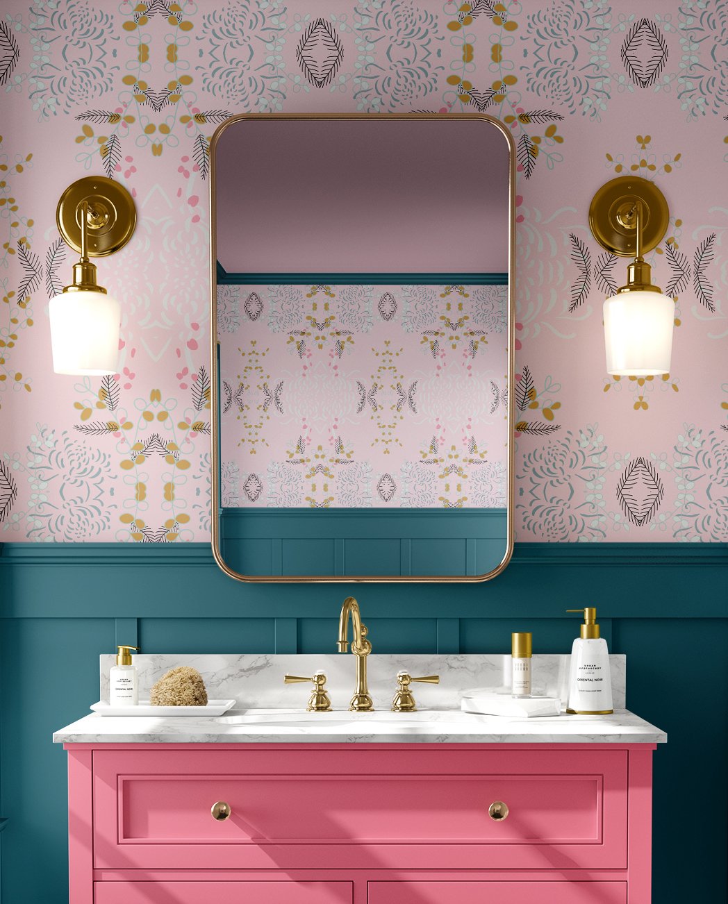 Designer Paste the Wall Wallpaper - Pink Chinoiserie — Amanda West ...