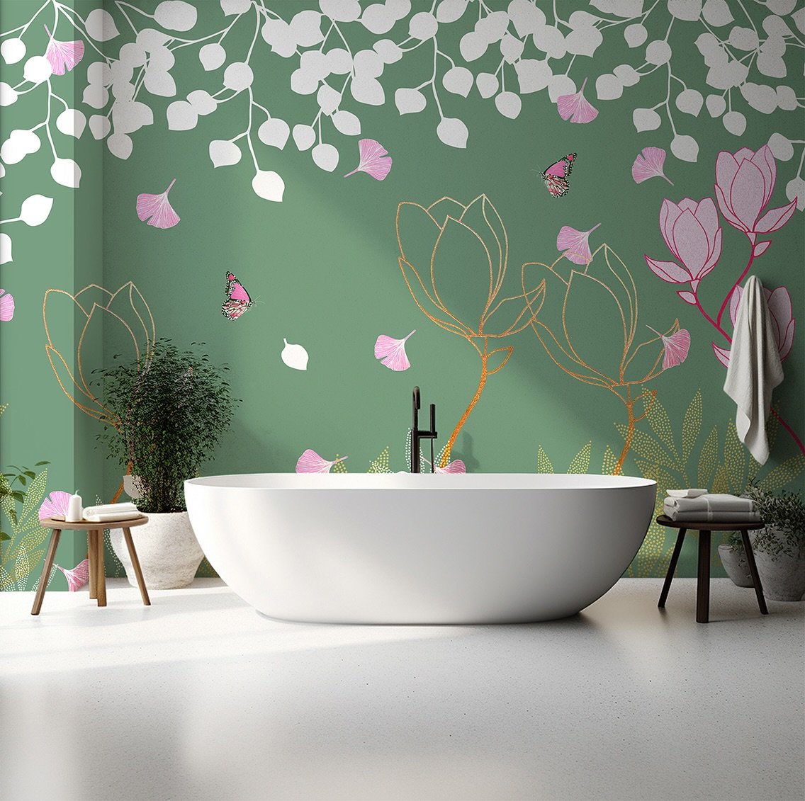 Very excited to announce that my newest mural has landed!! 
🌸Magnolia🌸 Available in five different beautiful colourways. 

I&rsquo;m honestly blown away by this stunning floral every time I see it (briefly though it may be during its blooming seaso