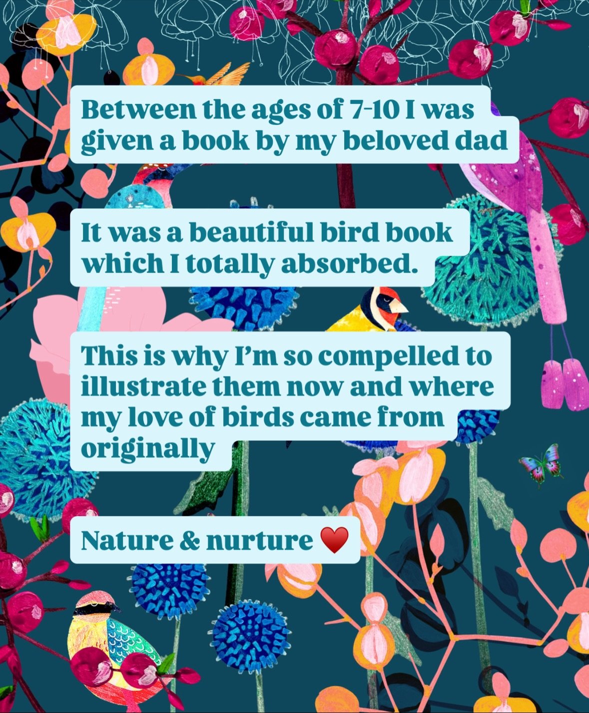 If I had a garden full of beautiful songbirds every day, how wonderful that would be. Unfortunately, having two cats is not conducive to a welcoming landing place for birds.

So, I have to make do with imaging a beautiful song garden instead 💛 

🍃 