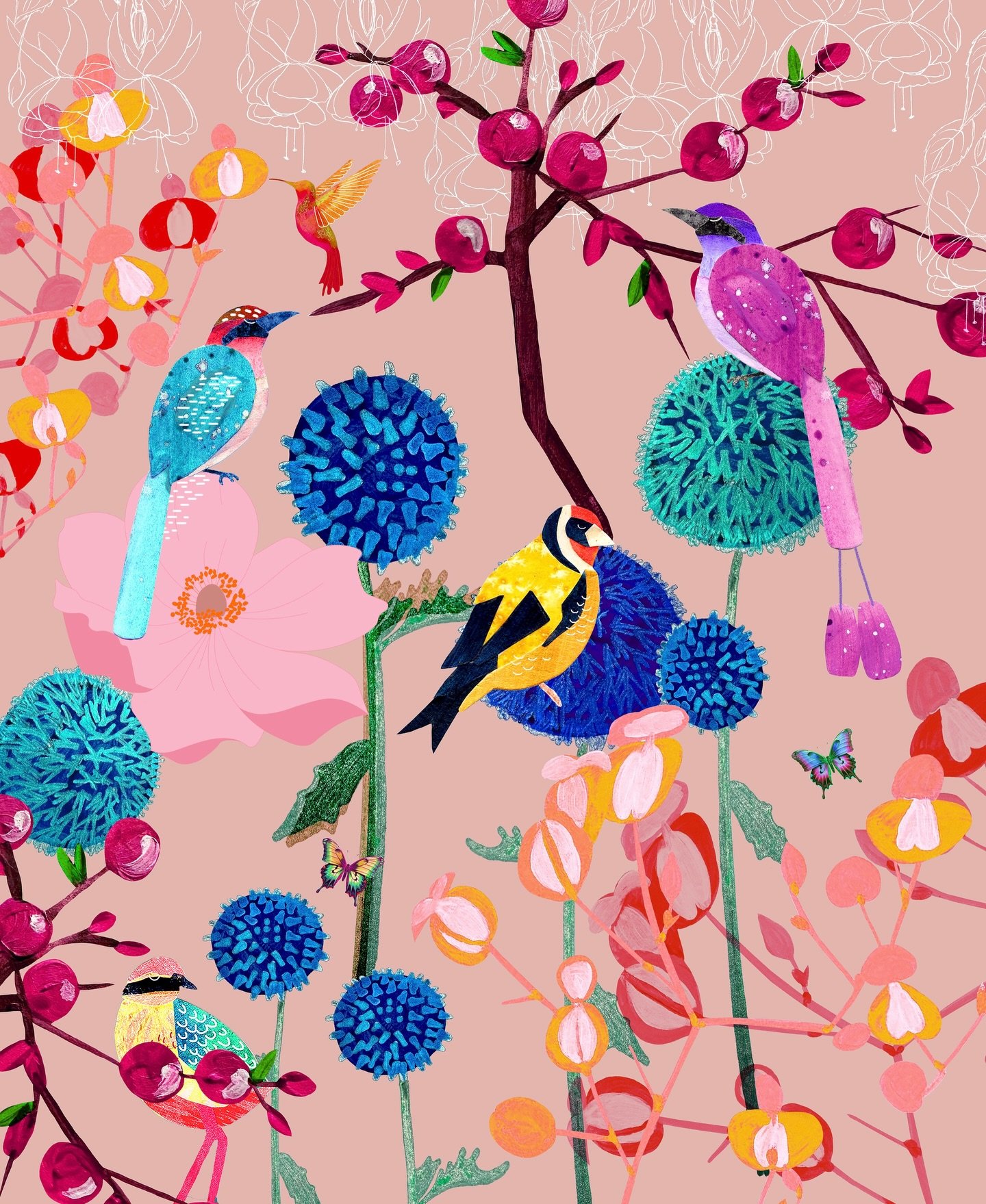 This one looks quite Christmassy in the pale pink don&rsquo;t you think? Hmmm, maybe it&rsquo;s the white fuchsias at the top and red berries. But look at how the colour can really change the aesthetic. 😍

The very darkest blue was my first go-to, b