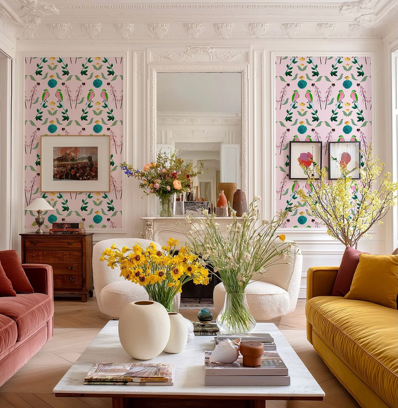 A little Spring design which I&rsquo;ve been playing with (I have it in about 5 different variations: so I&rsquo;ve stopped there!) 🌱

_____________

Spring interiors | floral wallpaper | nature inspired | spring flowers | romantic | wallpapering | 