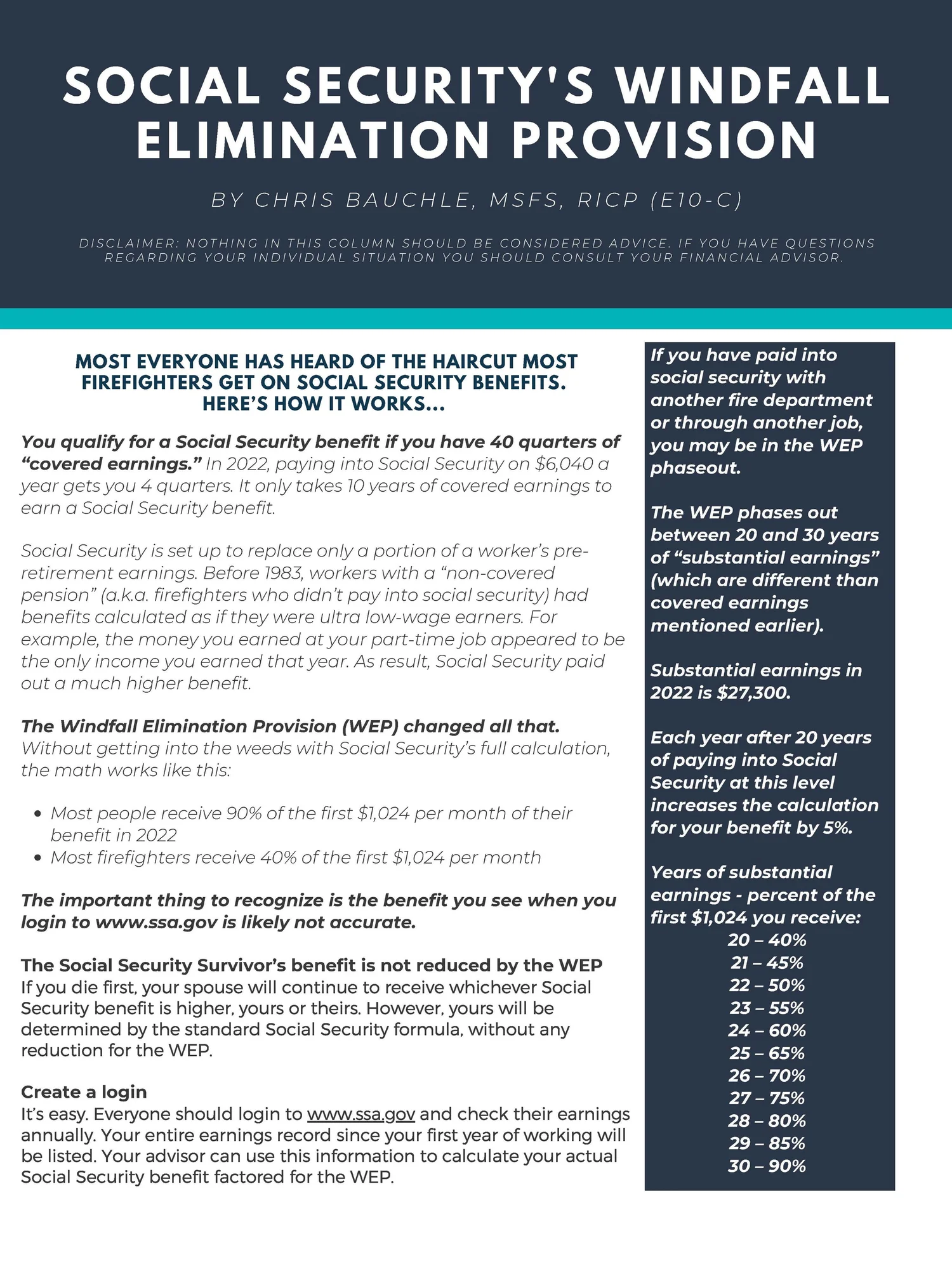 Social Security’s Windfall Elimination Provision and You — Firefighter