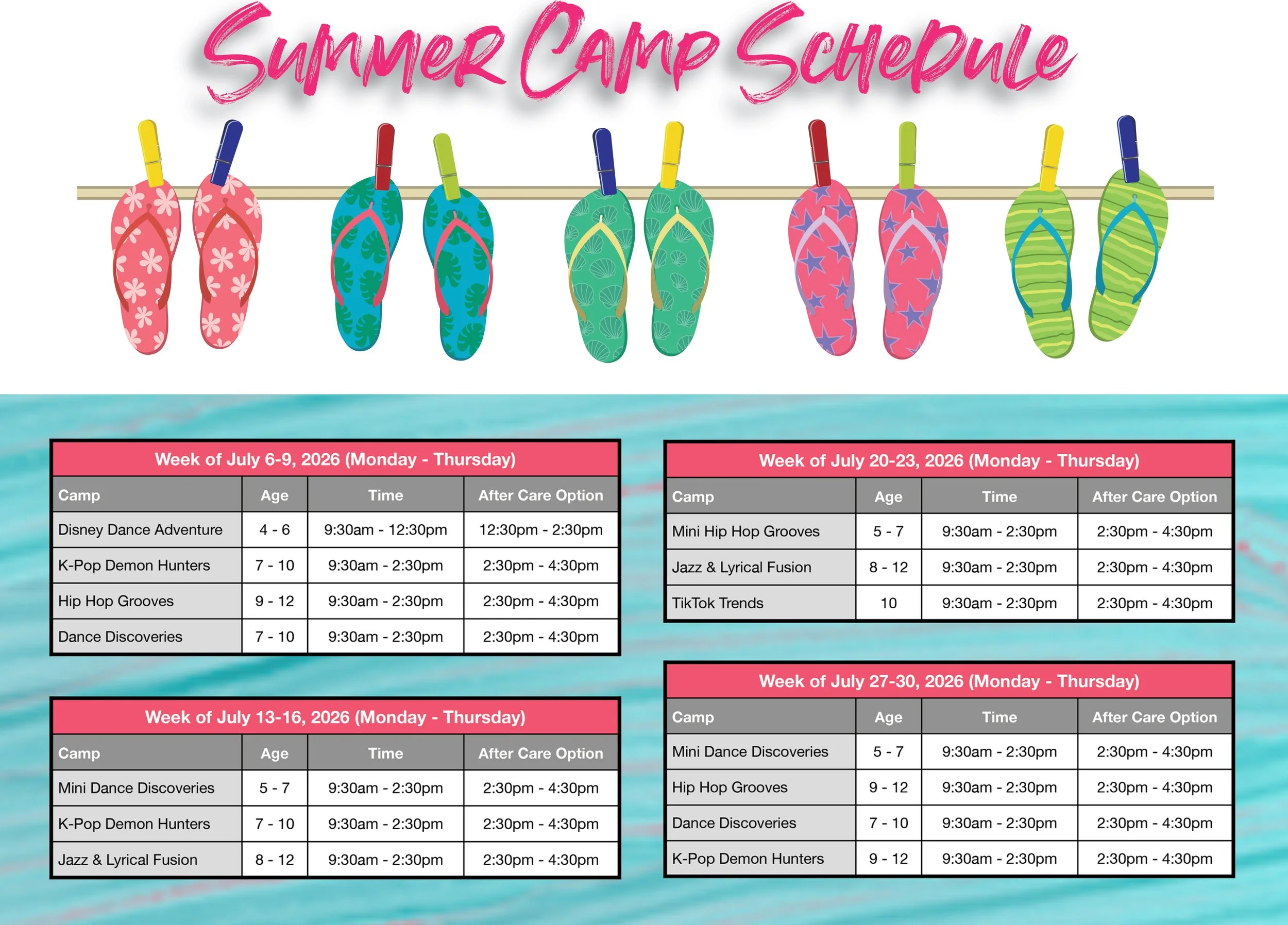 Summer 2026 Schedule