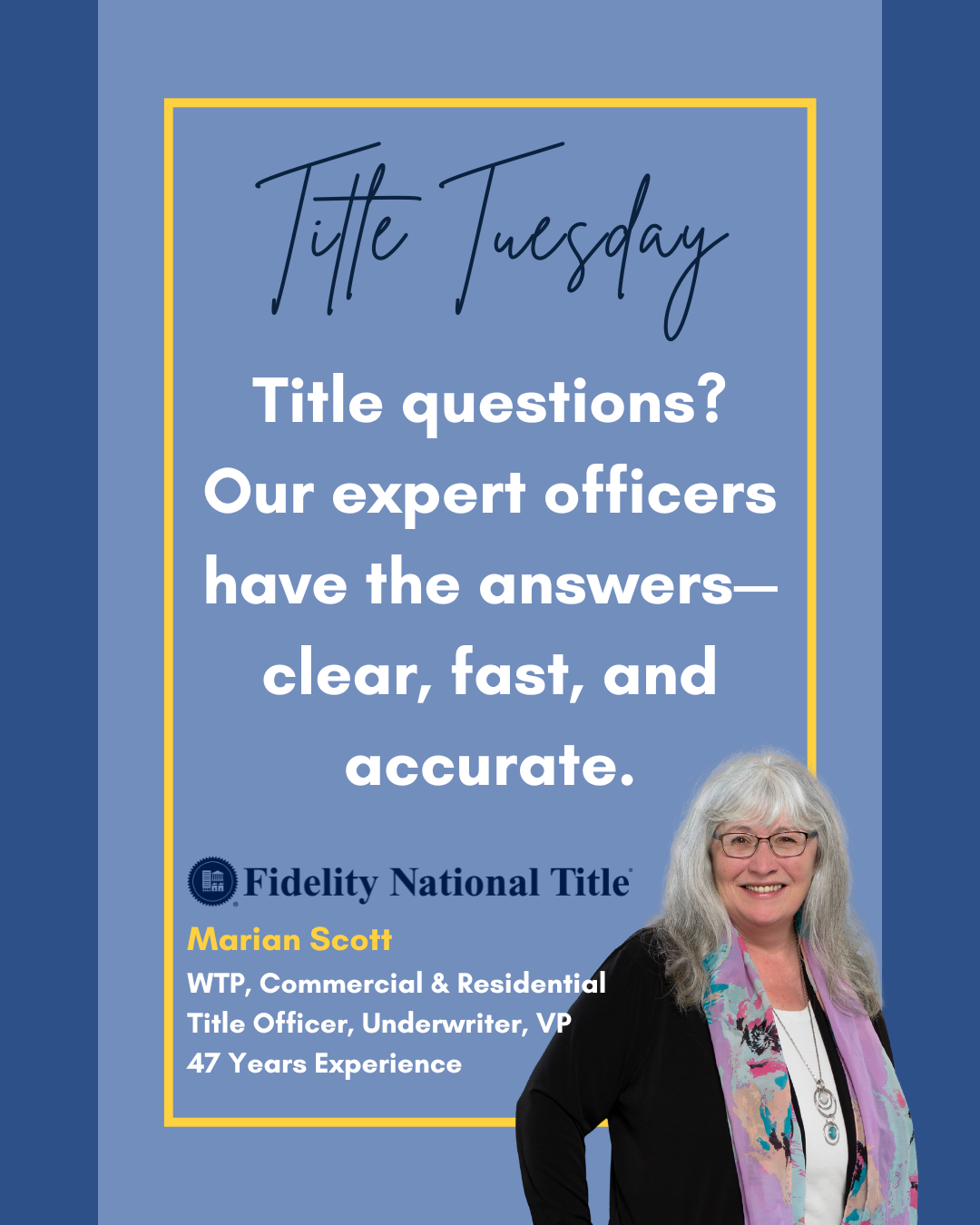 🔍 #TitleTuesday
Title questions? Our expert officers have the answers--clear, fast, and accurate. With decades of experience on your side, you can count on Fidelity for smooth closings and reliable support every step of the way. 🏡💼

🌟 Call us tod