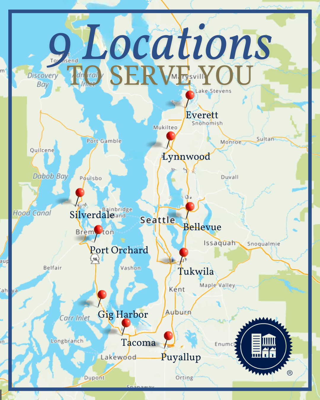 Did you know?
We have 9 locations ready to help you with all your Title & Escrow needs!

Come see us today!

✅Bellevue
✅ Everett
✅ Gig Harbor
✅ Lynnwood
✅ Port Orchard
✅ Puyallup
✅ Silverdale
✅ Tacoma
✅ Tukwila
.
.
.
#TitleInsuranceProtection #SafeHo