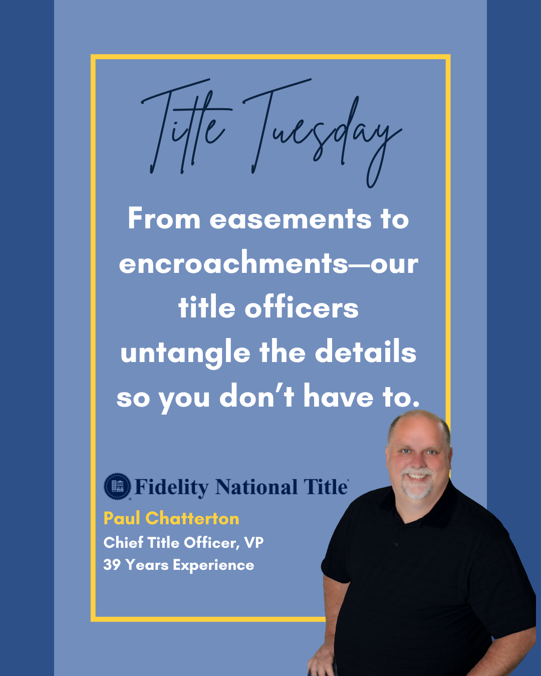 🔍 #TitleTuesday
From easements to encroachments--our title officers untangle he details so you don't have to. With decades of experience on your side, you can count on Fidelity for smooth closings and reliable support every step of the way. 🏡💼

🌟