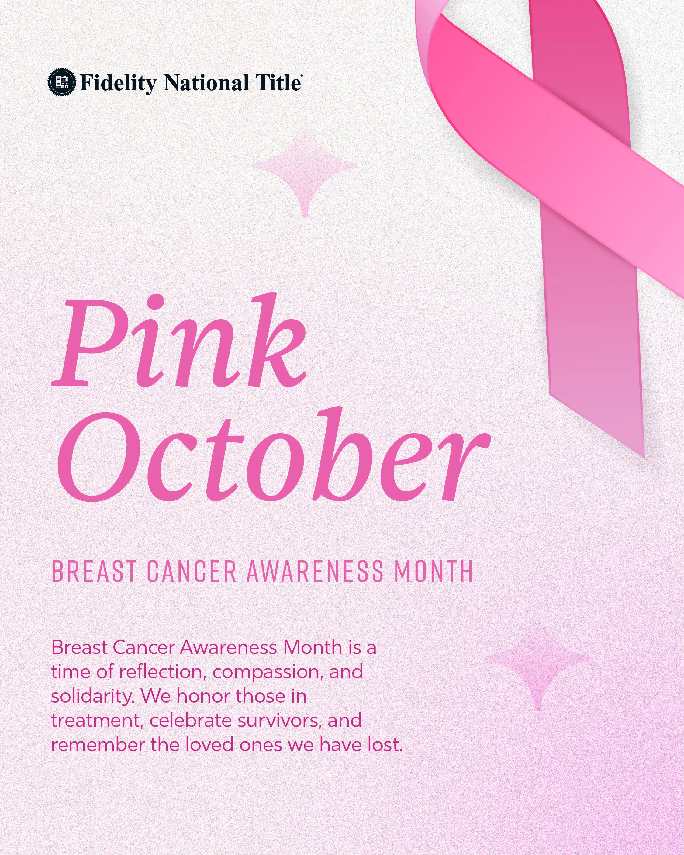 October is Breast Cancer Awareness Month. 💗

This month, we recognize those affected by breast cancer, honor survivors, remember those we’ve lost, and support the importance of awareness and early detection.

A little awareness can make a meaningful